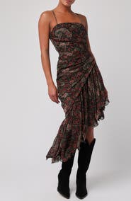 Lulus Ashton Paisley Asymmetric Dress