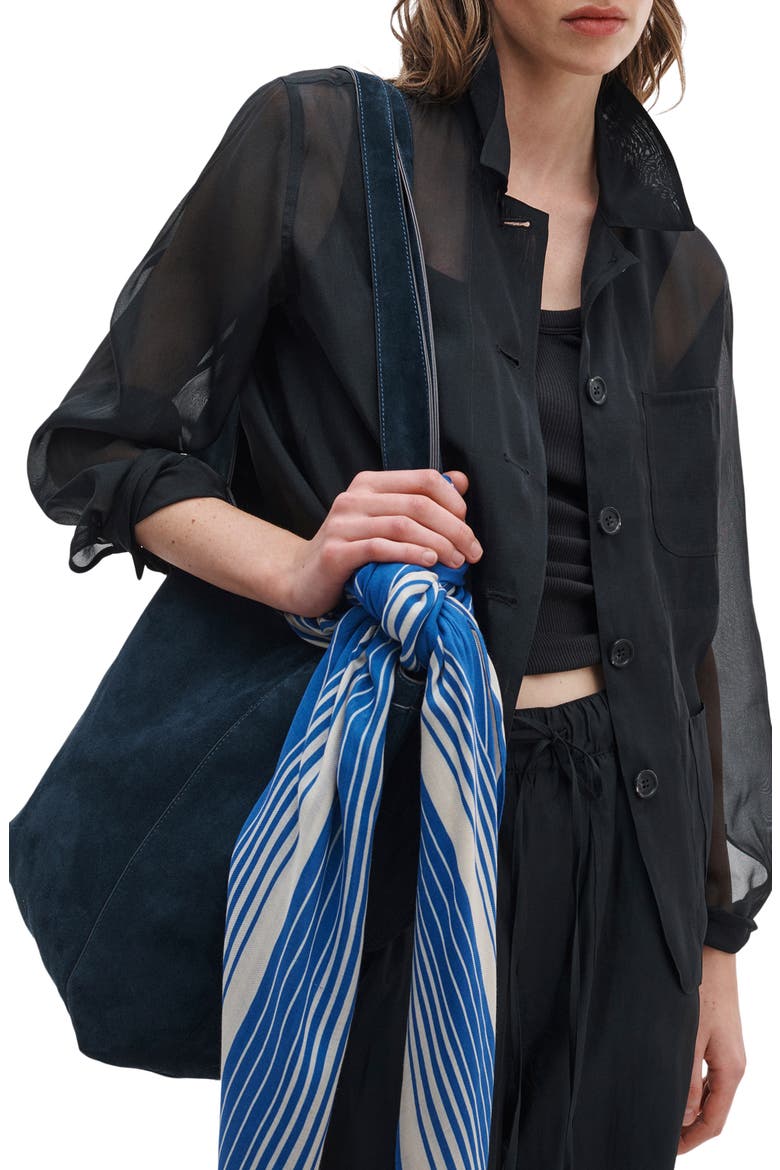 Jolene Organza Chore Jacket, Alternate, color, BLACK