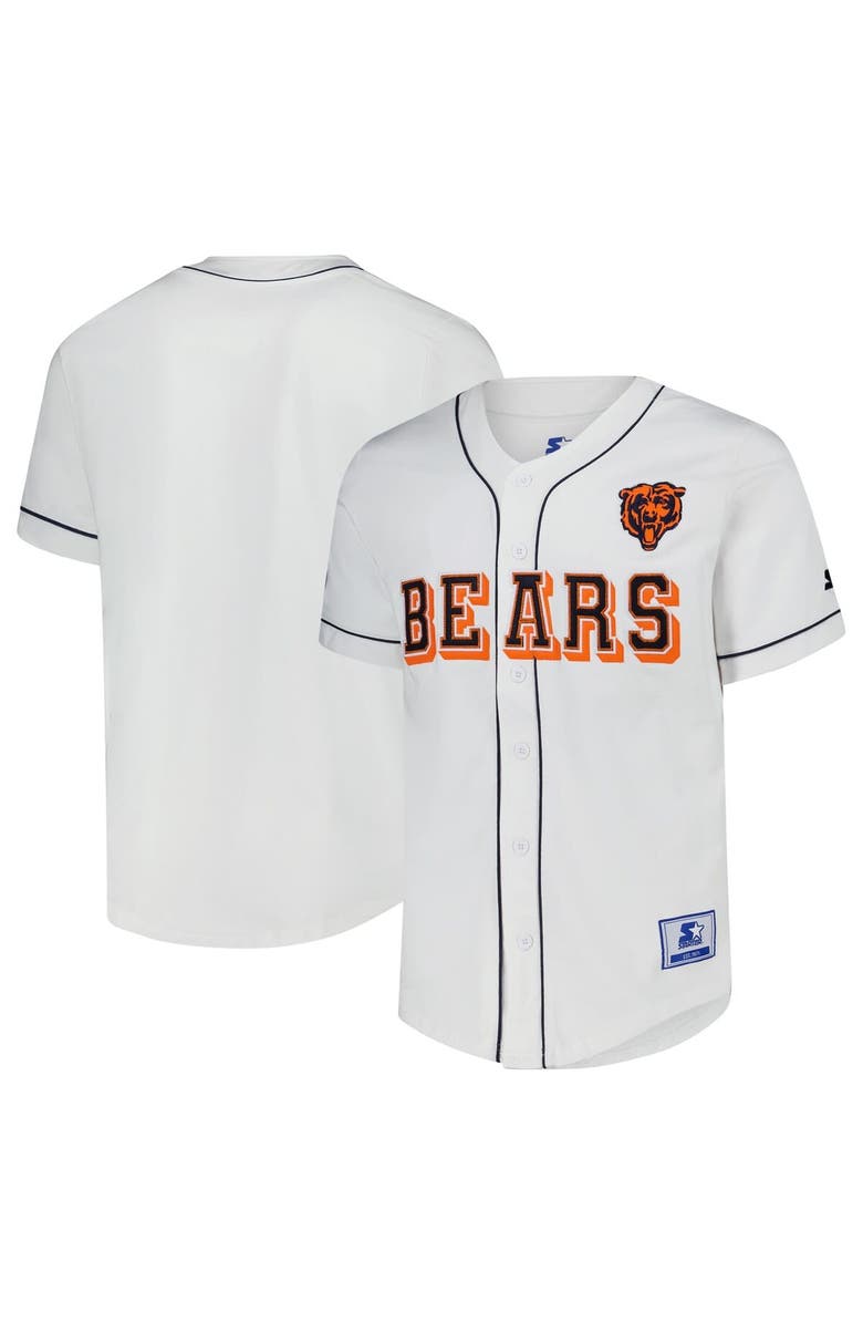 STARTER Men's Starter  White Chicago Bears Relay Full-Button Baseball Jersey, Main, color, White
