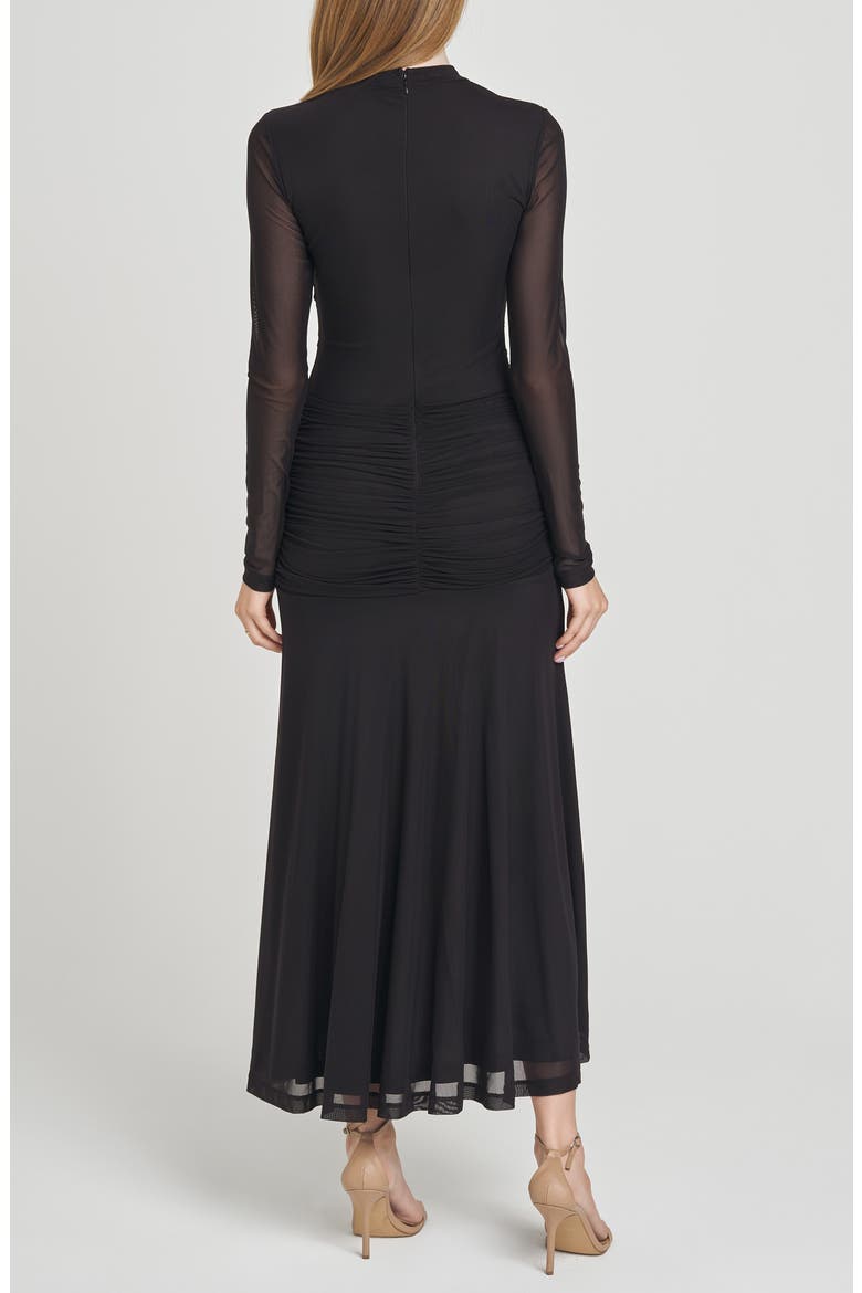 Selene Ruched Long Sleeve Dress, Alternate, color, BLACK