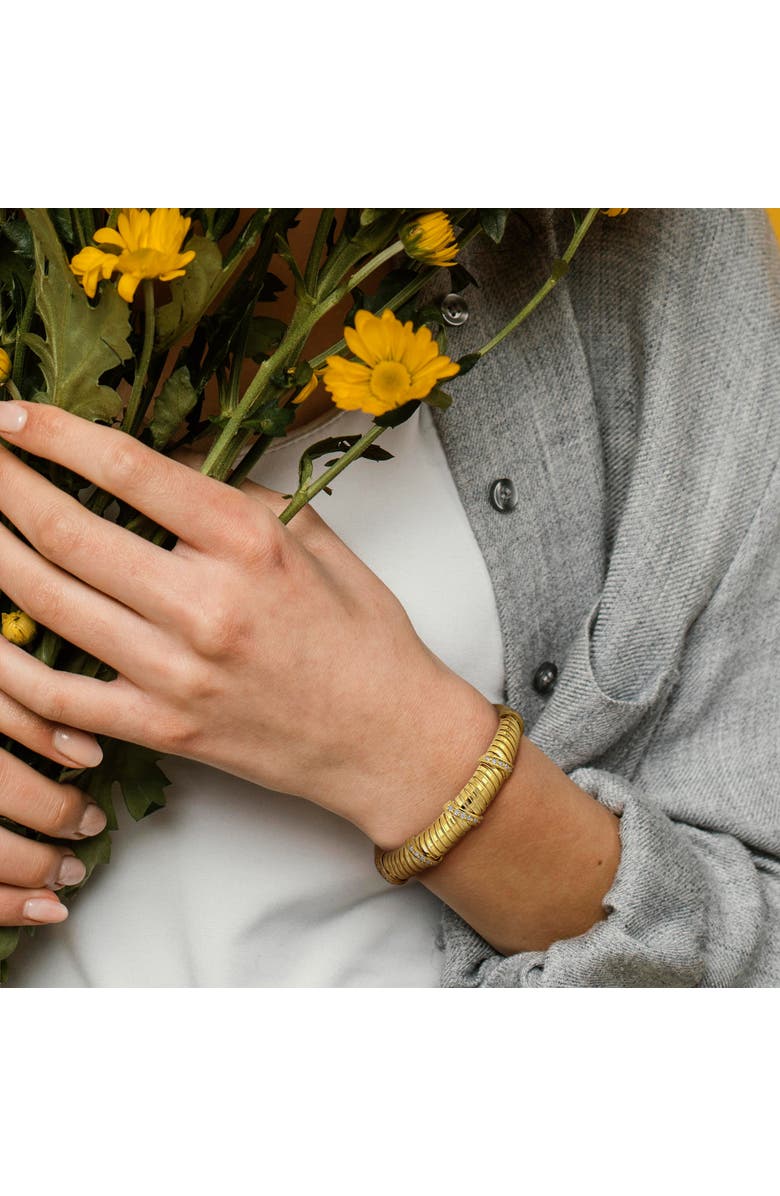 Julianna B. Cubic Zirconia Omega Style Bracelet Yellow Plated, Alternate, color, Yellow-Plated