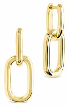 Sterling Forever Rima Oval Link Drop Huggie Hoop Earrings