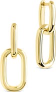 Sterling Forever Rima Oval Link Drop Huggie Hoop Earrings