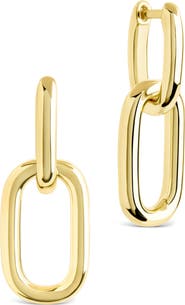 Sterling Forever Rima Oval Link Drop Huggie Hoop Earrings