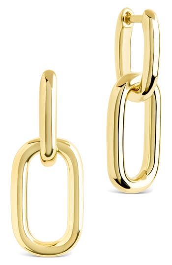Sterling Forever Rima Oval Link Drop Huggie Hoop Earrings In Gold
