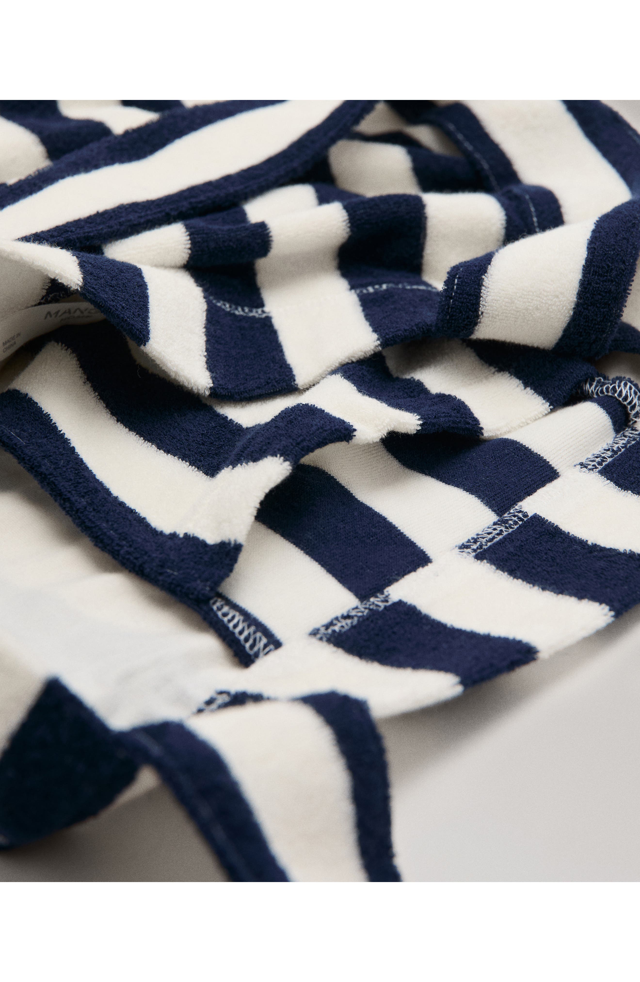 MANGO Striped Cotton Terry Tote Bag, Alternate, color, Blue