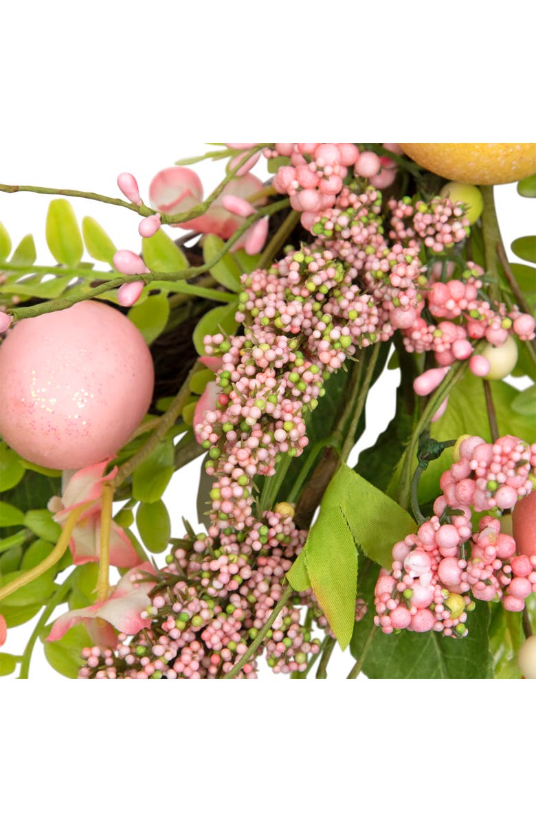 Northlight Glittered Eggs and Hibiscus Small Artificial Easter Twig Wreath - 20", Alternate, color, Green