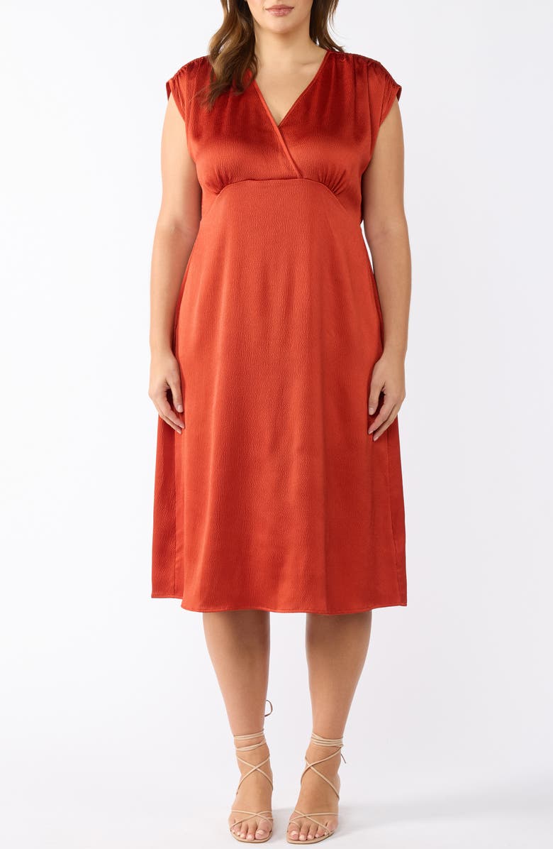 Estelle Burning Desert Satin Dress, Main, color, Rusty Orange