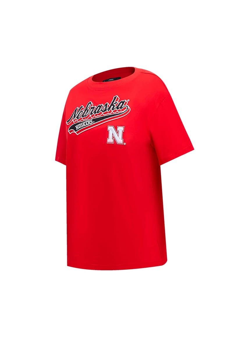 Women's Pro Standard Scarlet Nebraska Huskers Script Tail Oversized Boyfriend T-Shirt, Alternate, color, Scarlet