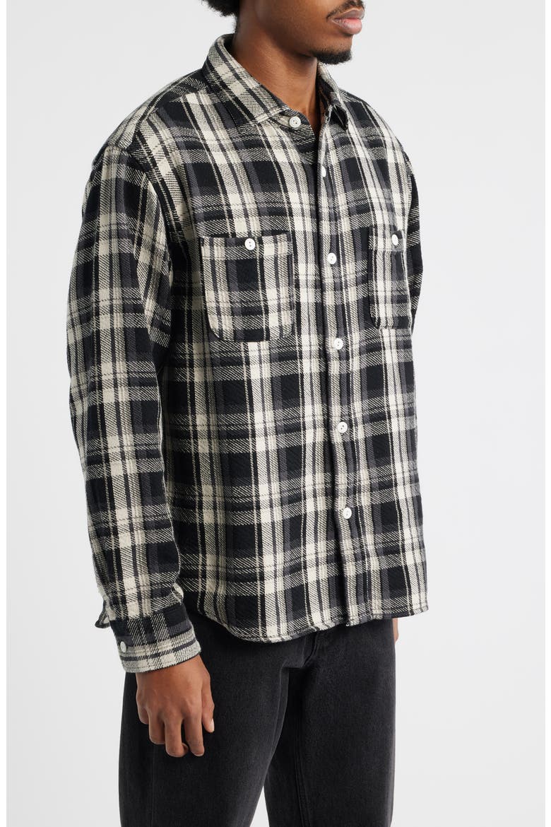 Plaid Cotton Button-Up Work Shirt, Alternate, color, BLACK PLAID