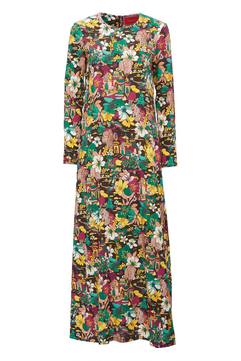 Long Sleeve Swing Dress, Alternate, color, Temples Multicolor