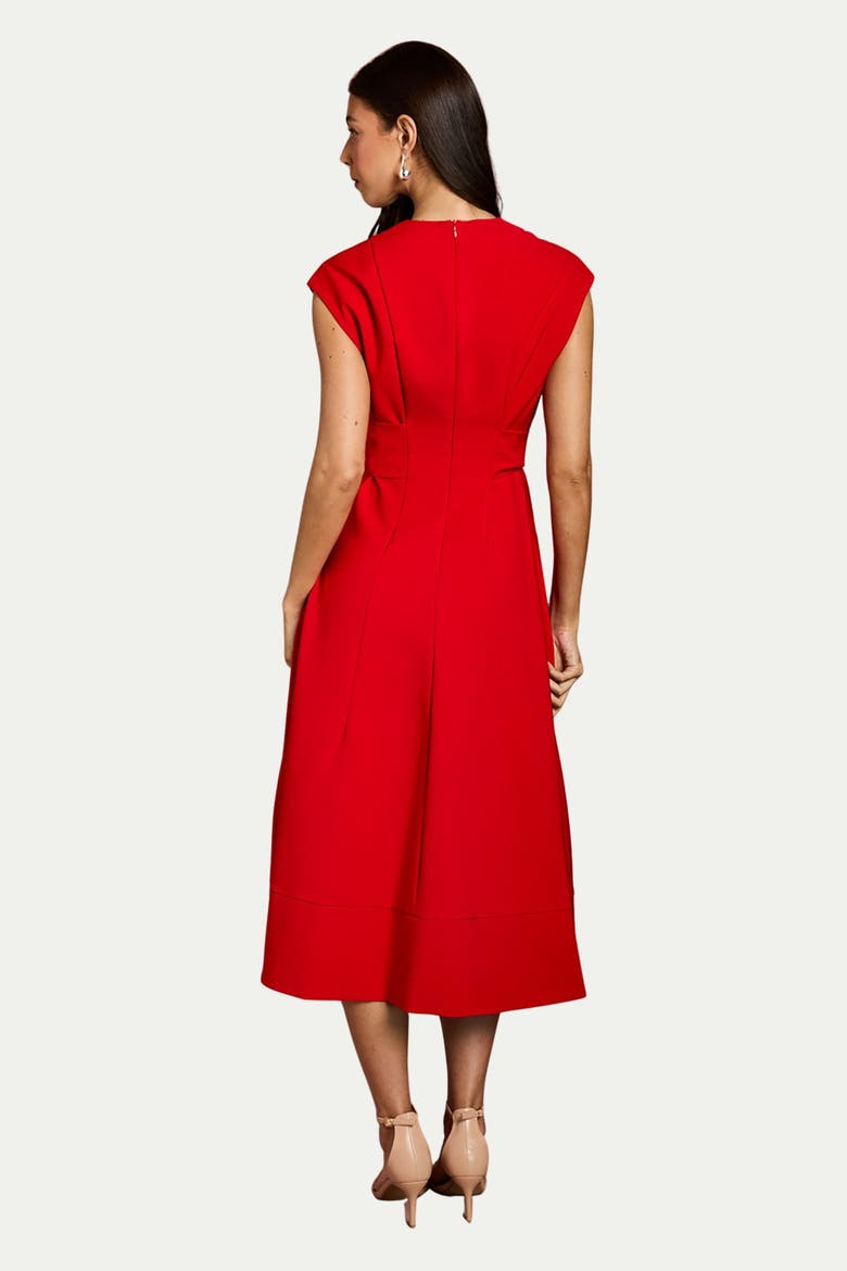 Belted Crepe Dress, Alternate, color, Flame Red