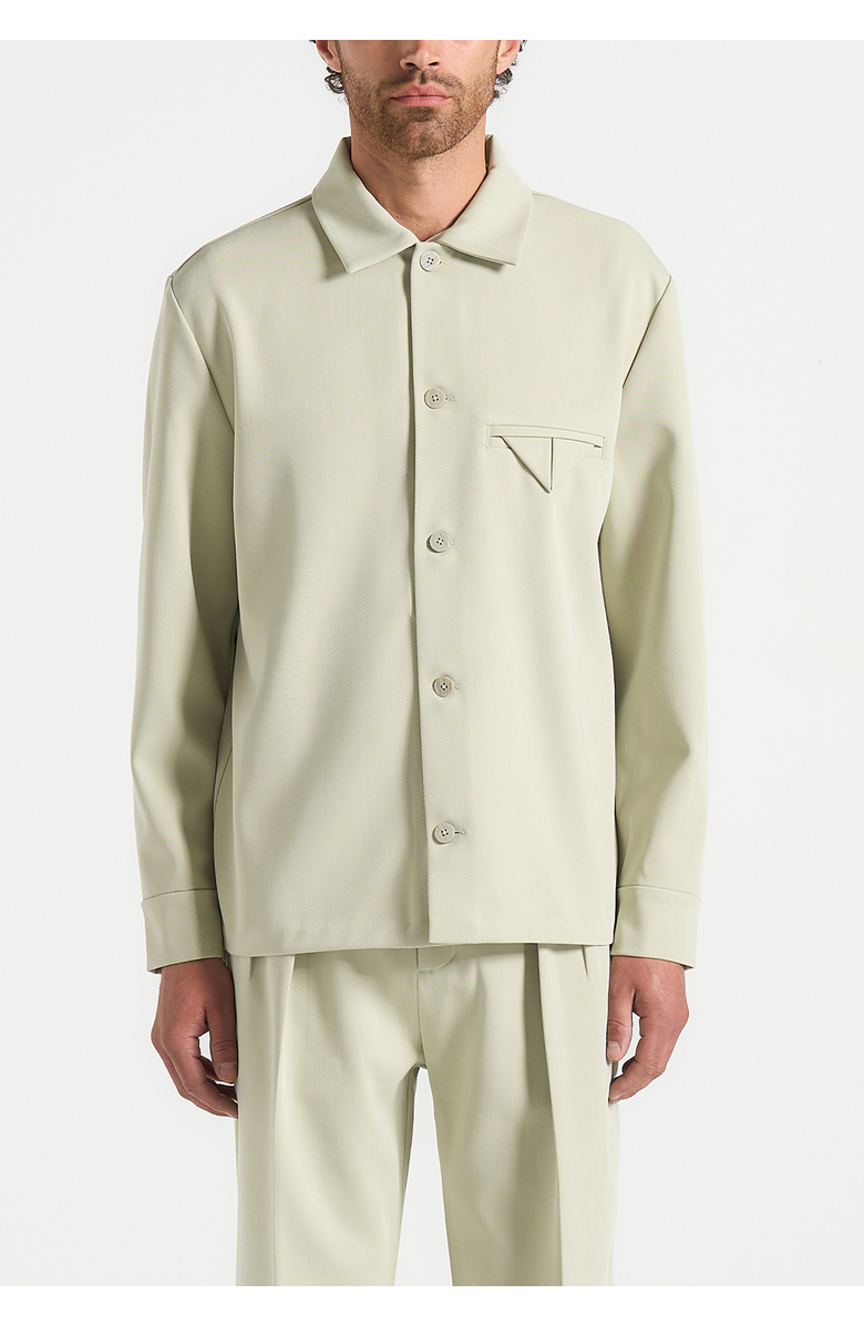 Manière De Voir Leo Hatched Tailored Overshirt, Alternate, color, Sage