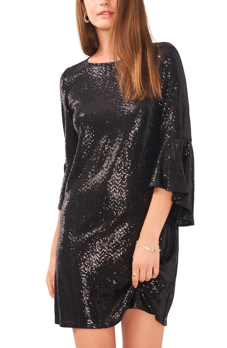 Vince Camuto Sequin Bell Sleeve Minidress, Alternate, color, 