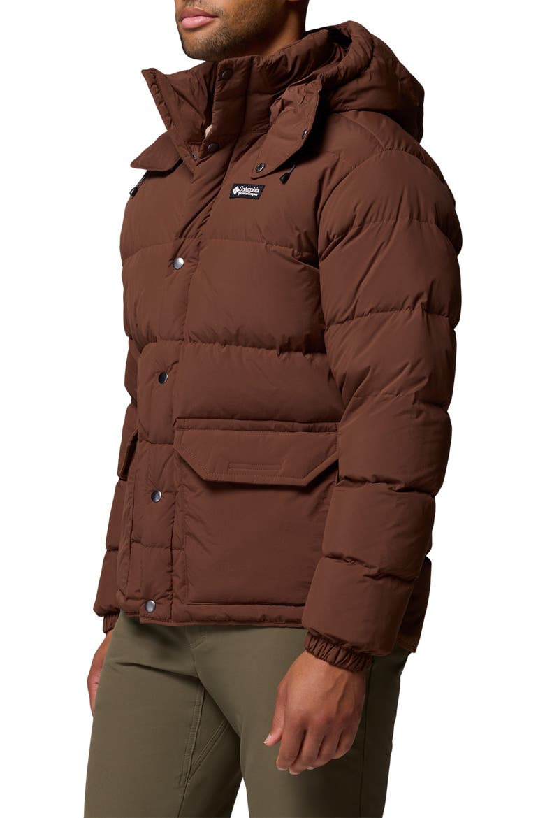 Wallowa Water Repellent Down Puffer Jacket with Removable Hood, Alternate, color, TOBACCO
