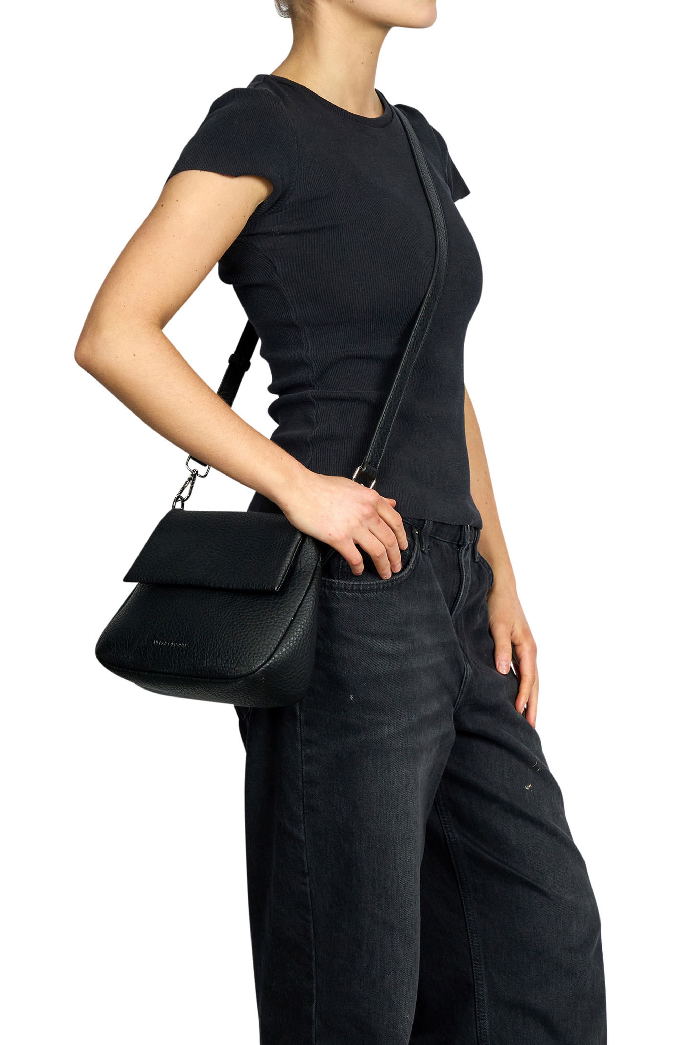 Urban Originals Wish List Vegan Leather Crossbody Bag, Alternate, color, Black