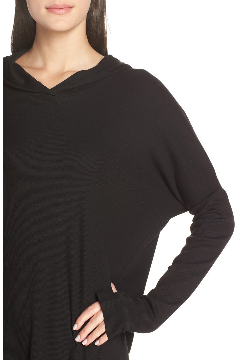Brooklyn High/Low Hoodie, Alternate, color, BLACK