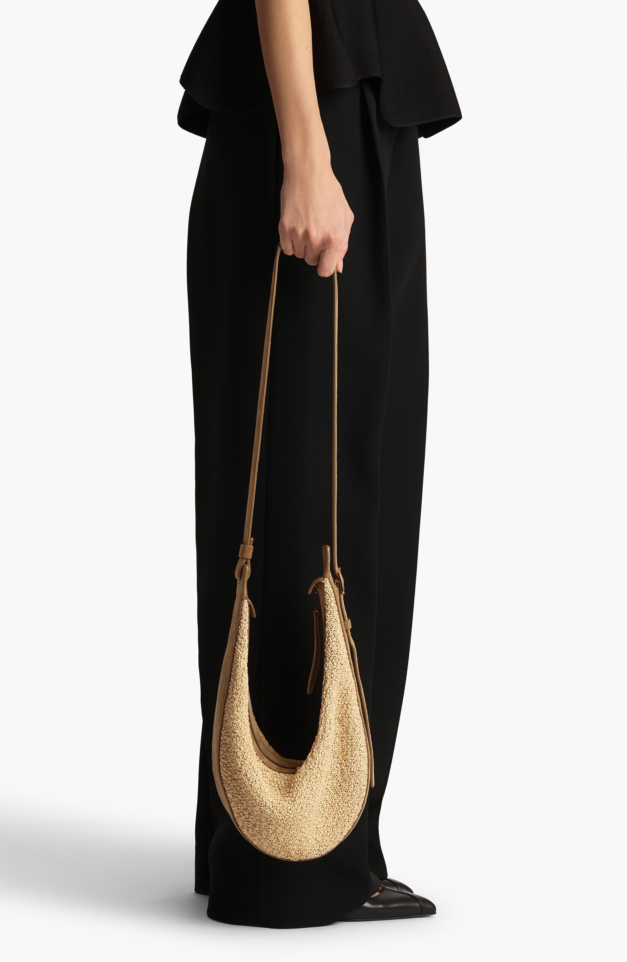 Khaite Small Augustina Crocheted Raffia Hobo Bag, Alternate, color, Wheat/ Natural 382