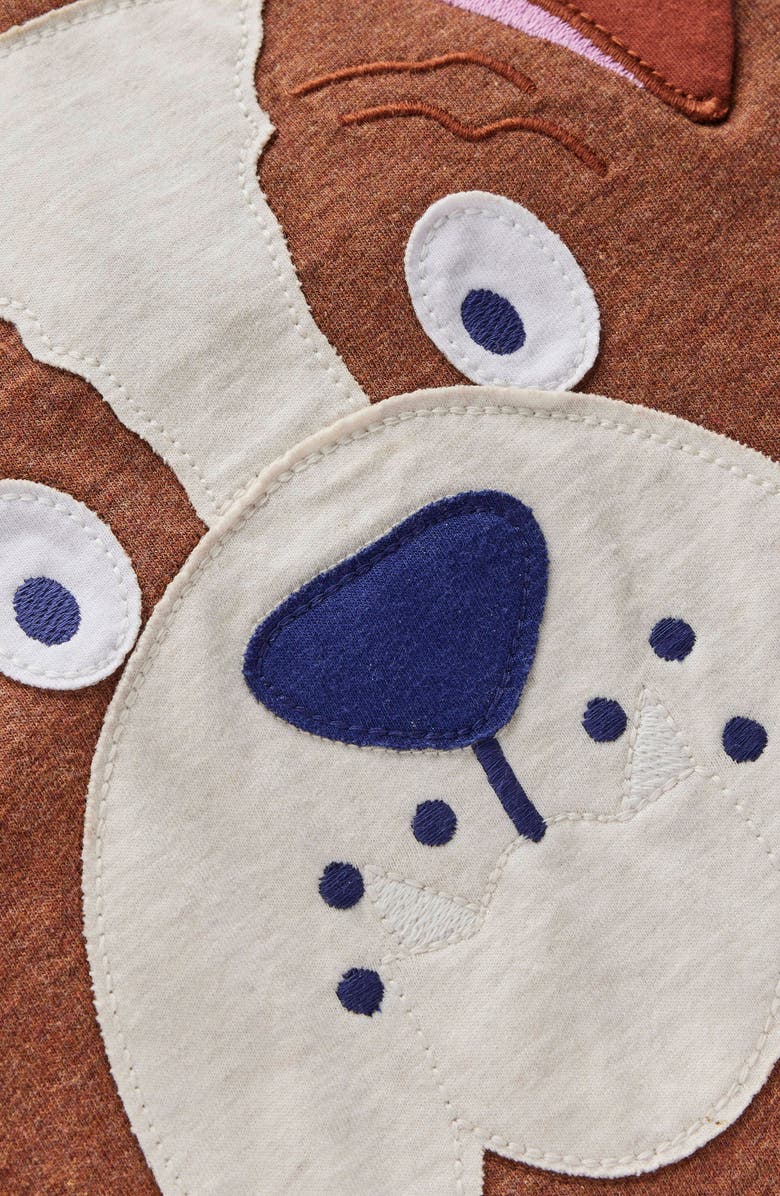 Boden Kids' Fun Appliqué Long Sleeve Cotton T-Shirt, Alternate, color, Brown Marl Bulldog