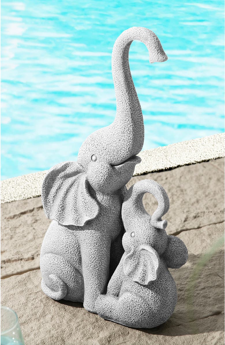 Glitzhome 18.25"H Resin Mother and Baby Elephant Statue, Alternate, color, Grey
