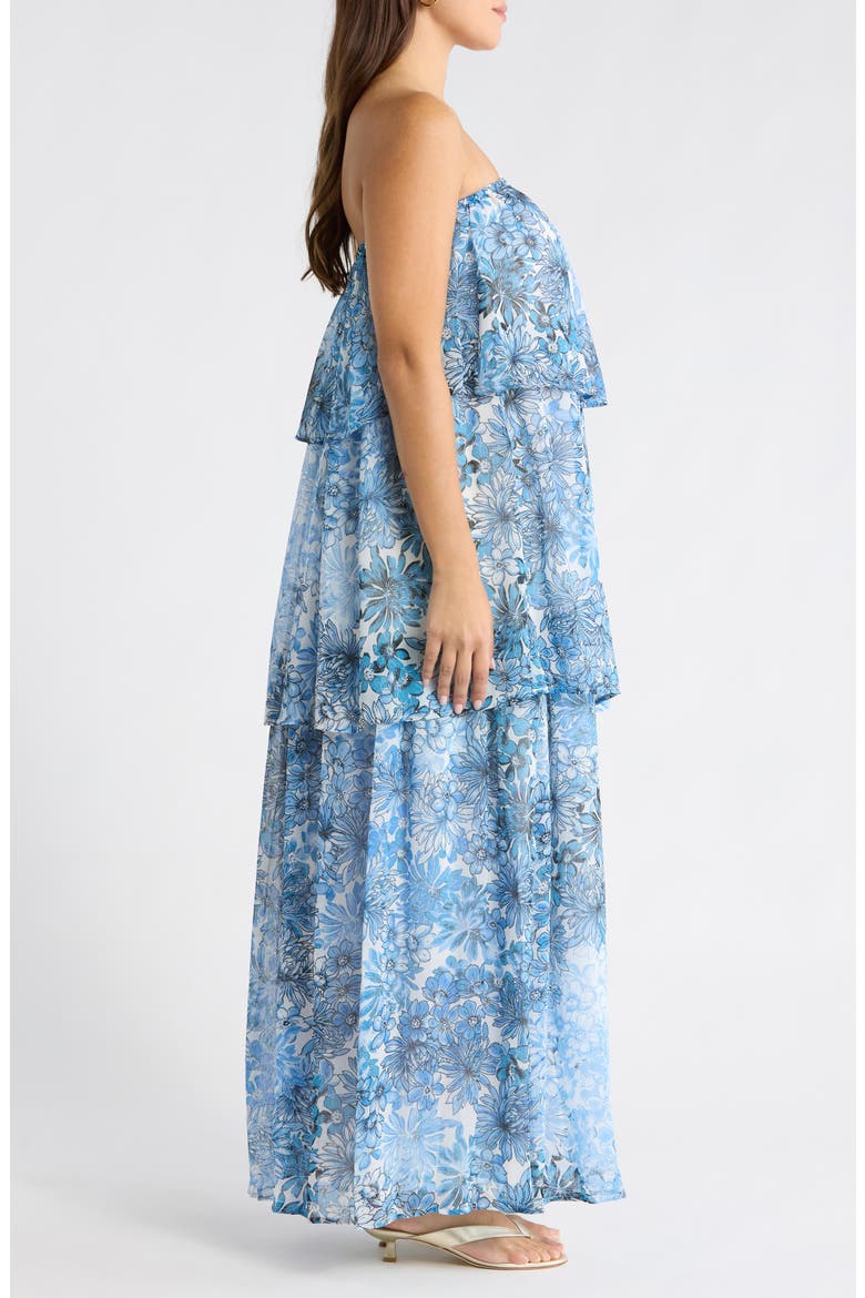 Tierra Floral Briary Strapless Dress, Alternate, color, BLUES