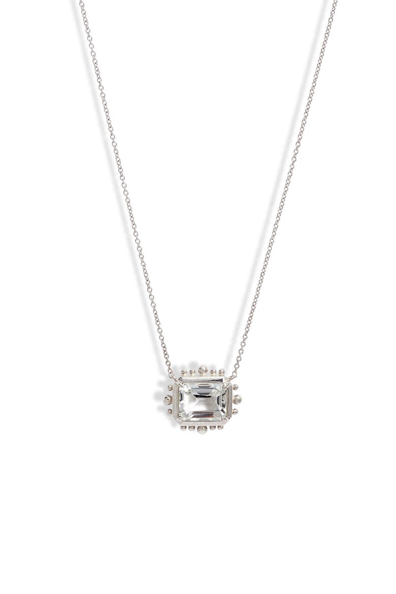 Marine White Topaz Pendant Necklace, Main, color, WHITE SILVER