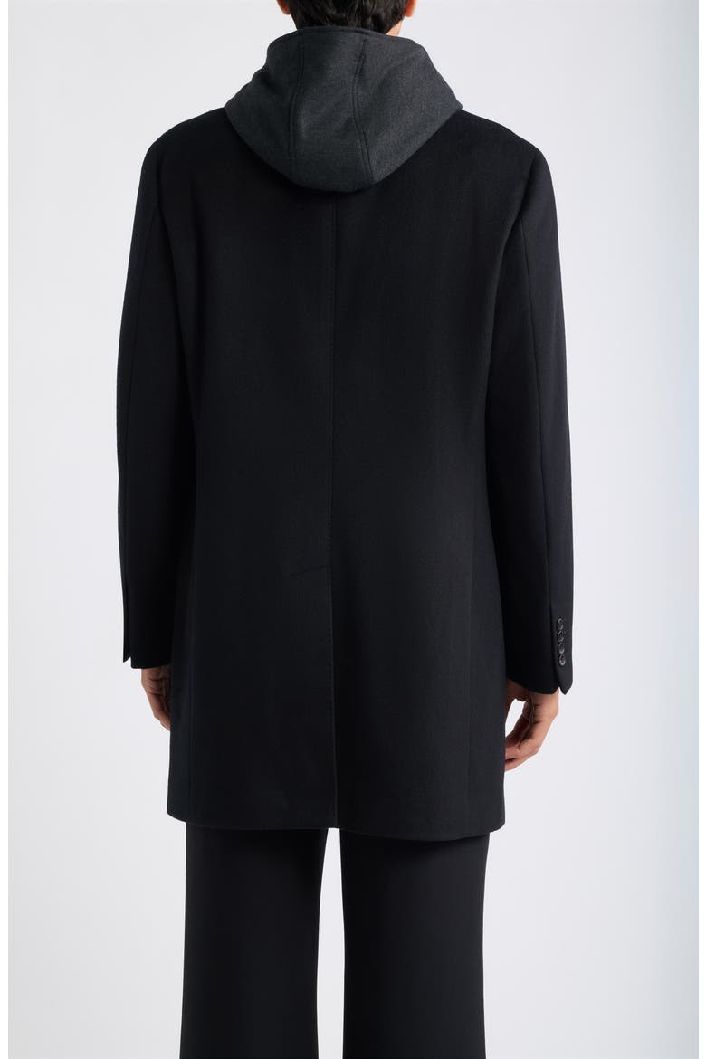 Titan Wool & Cashmere Overcoat with Removable Hooded Bib, Alternate, color, BLACK
