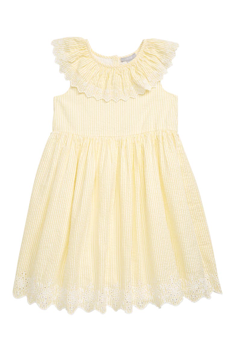 Seersucker Eyelet Dress, Main, color, YELLOW SUNSHINE- WHITE STRIPE
