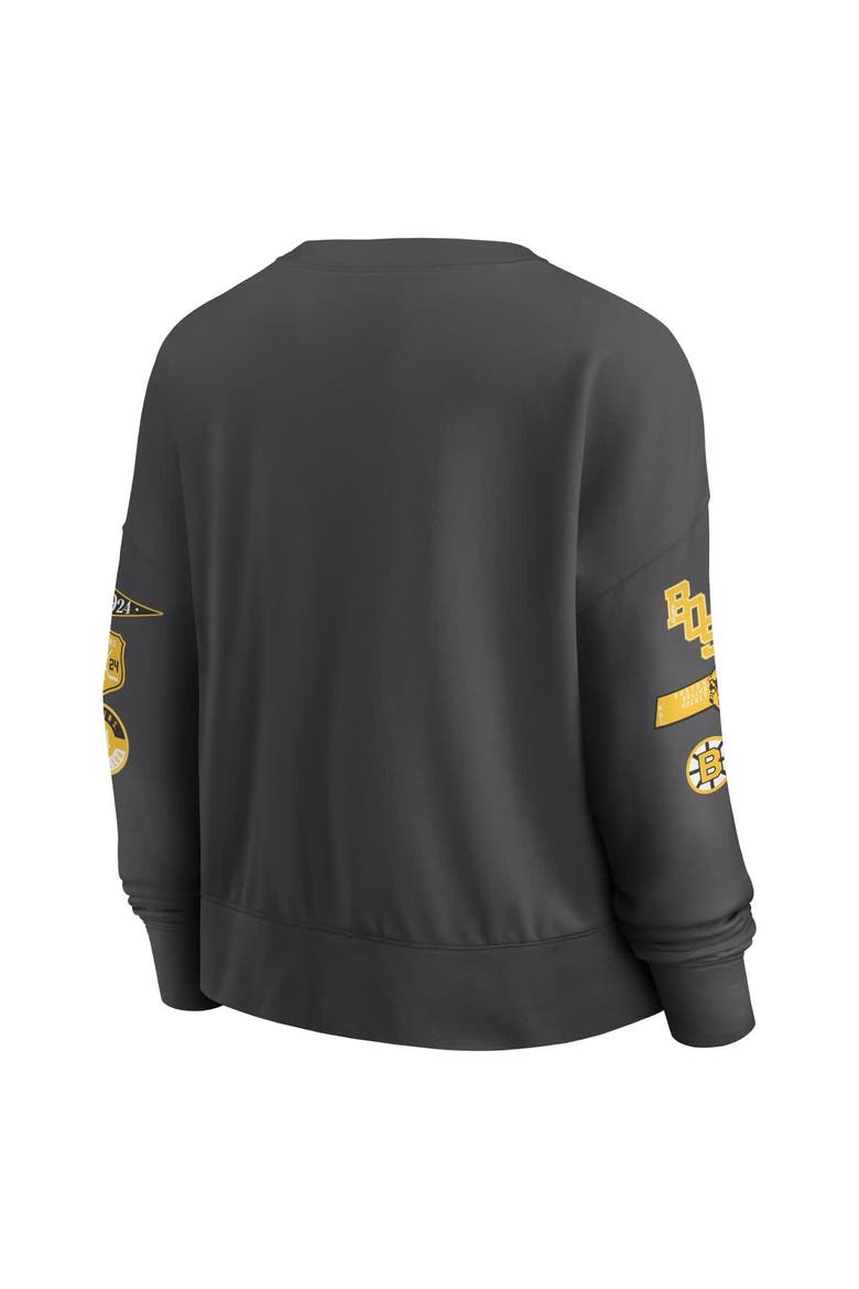 Women's Fanatics  Black Boston Bruins Oversized Vintage Go Team Pullover Sweatshirt, Alternate, color, Black