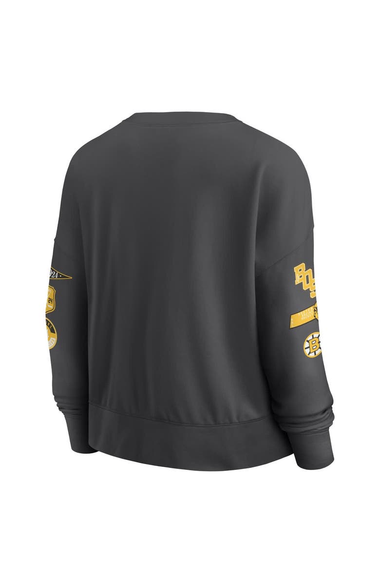 FANATICS Women
s Fanatics  Black Boston Bruins Oversized Vintage Go Team Pullover Sweatshirt, Alternate, color, Black