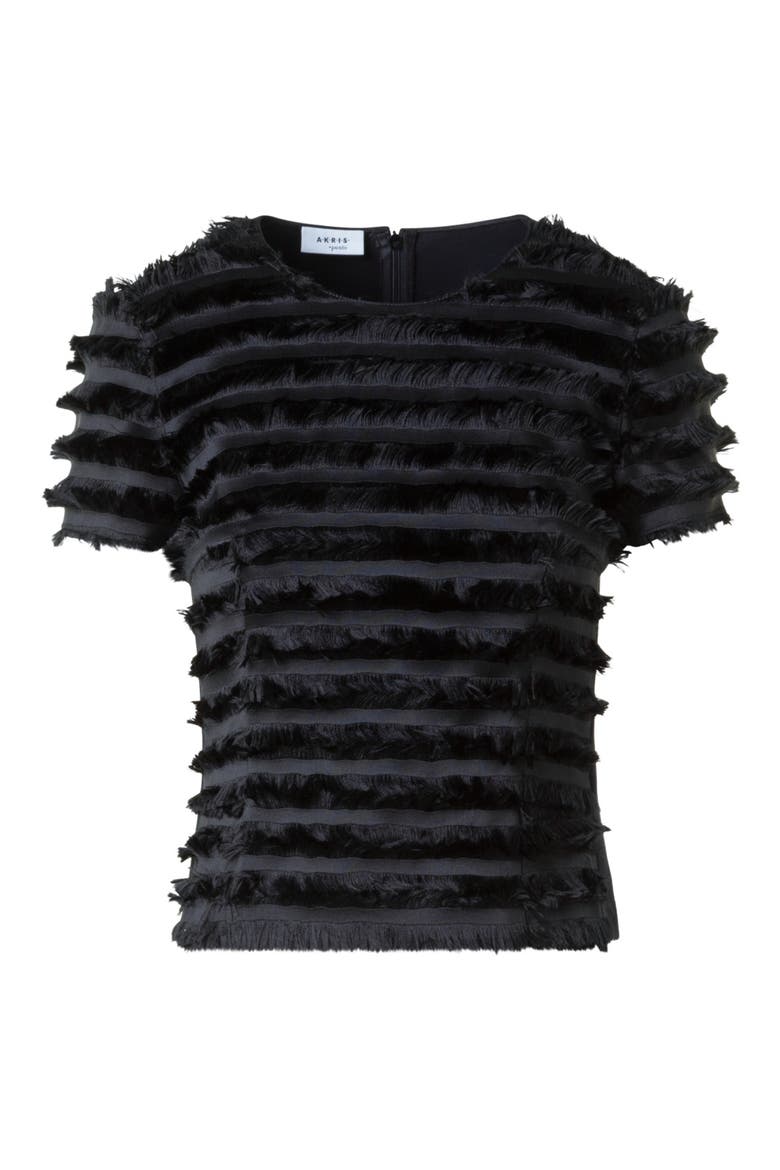 Fringe Stripe Fil Coupé & Knit Top, Alternate, color, BLACK
