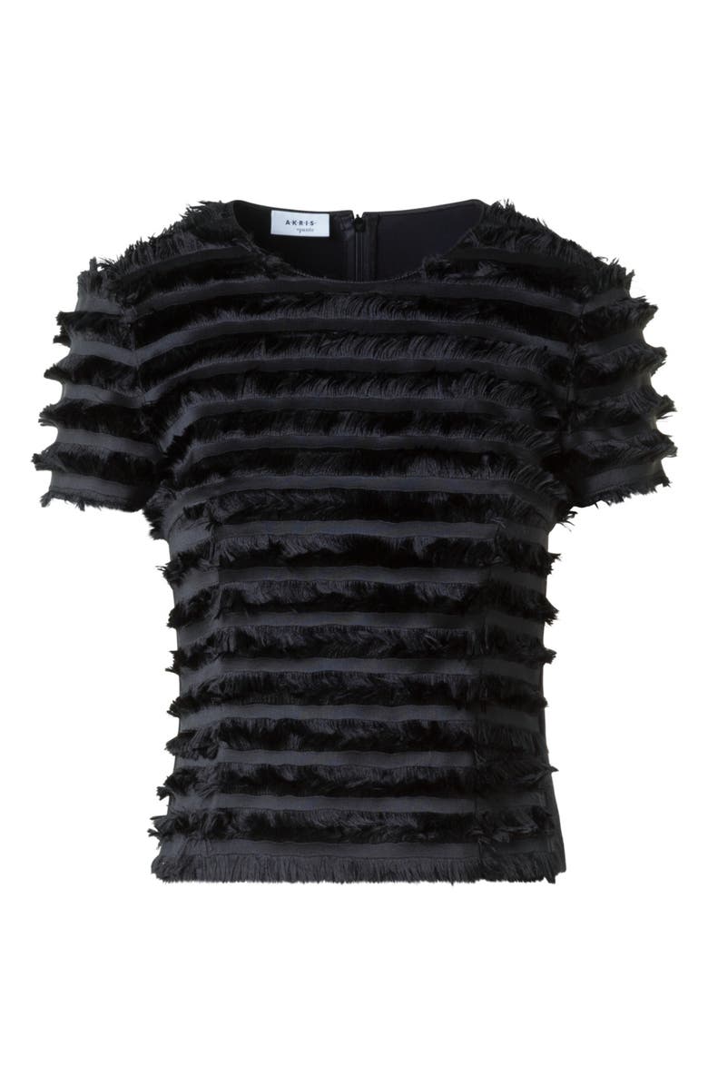 Akris punto Fringe Stripe Fil Coupé & Knit Top, Alternate, color, Black