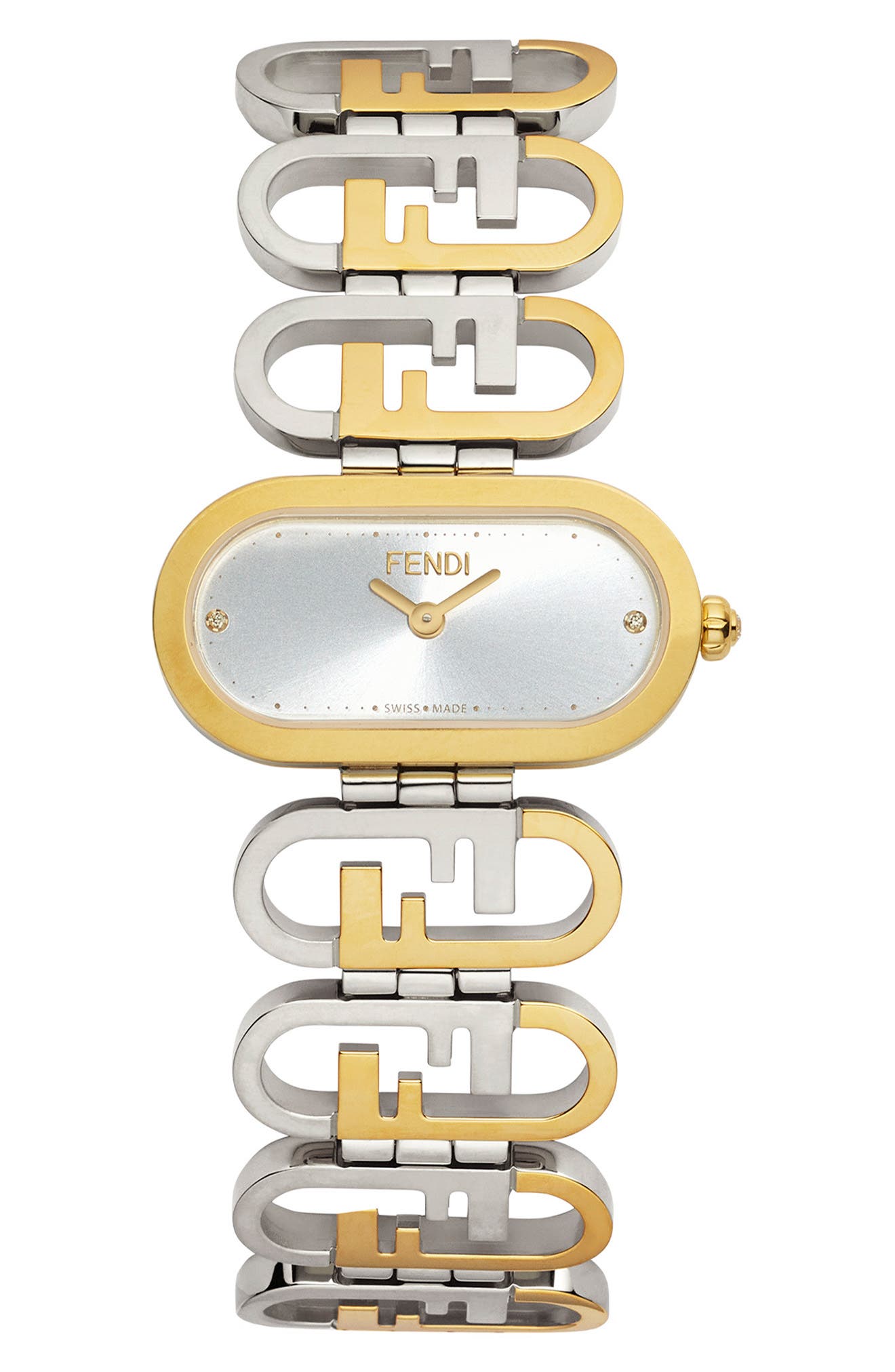 Fendi O'Lock Diamond Two-Tone Bracelet Watch, 28.3mm x 14.8mm