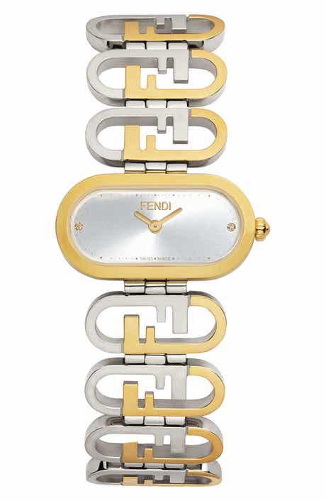 Fendi O'Lock Diamond Two-Tone Bracelet Watch, 28.3mm x 14.8mm