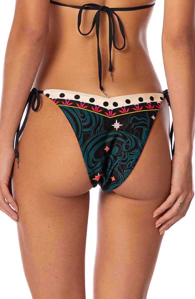 Maaji Flamingo Night Sunshine Bikini Bottoms, Alternate, color, Black Multi