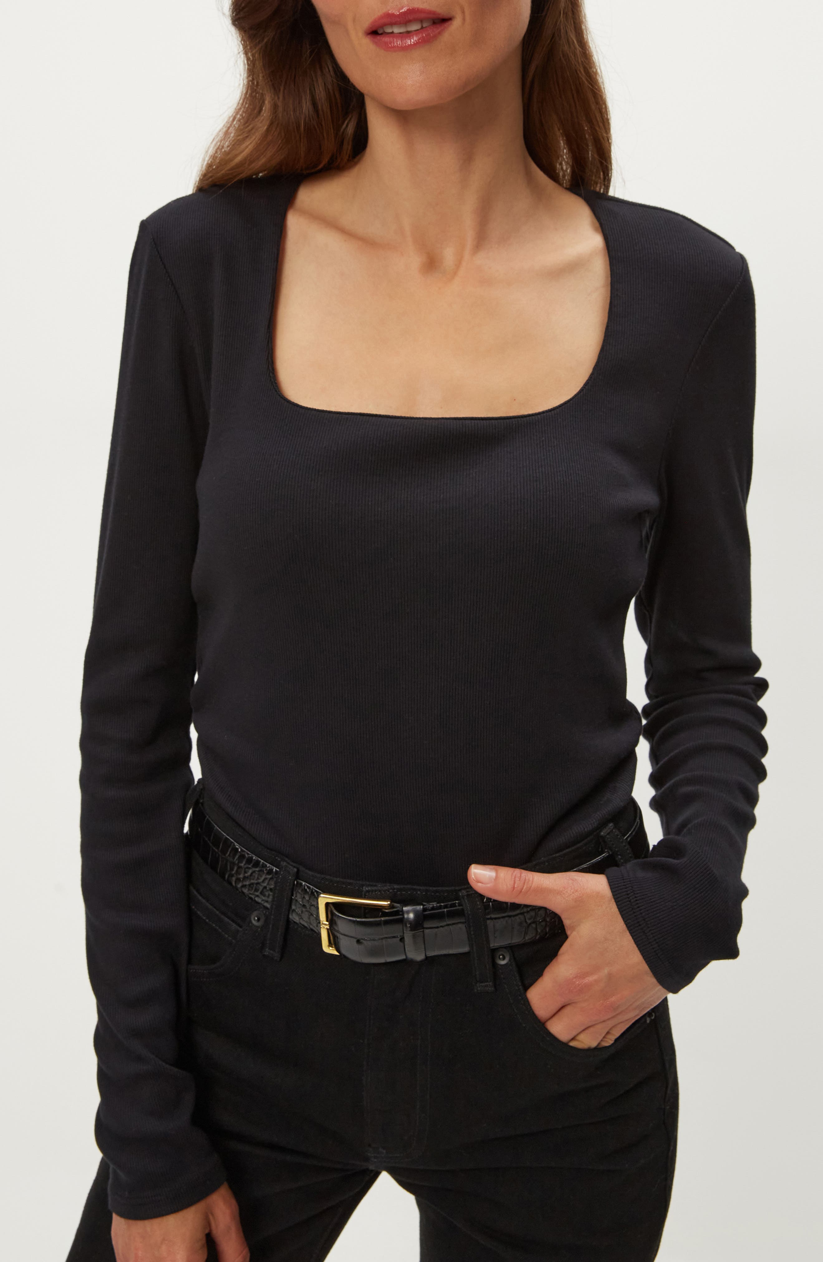 Michael Stars Sarah Long Sleeve Square Neck T-Shirt (Women) | Nordstromrack