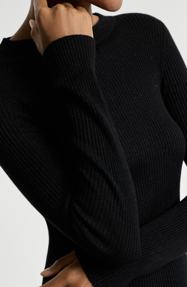 Brunello Cucinelli Cashmere and silk Sparkling sweater, Alternate, color, Black