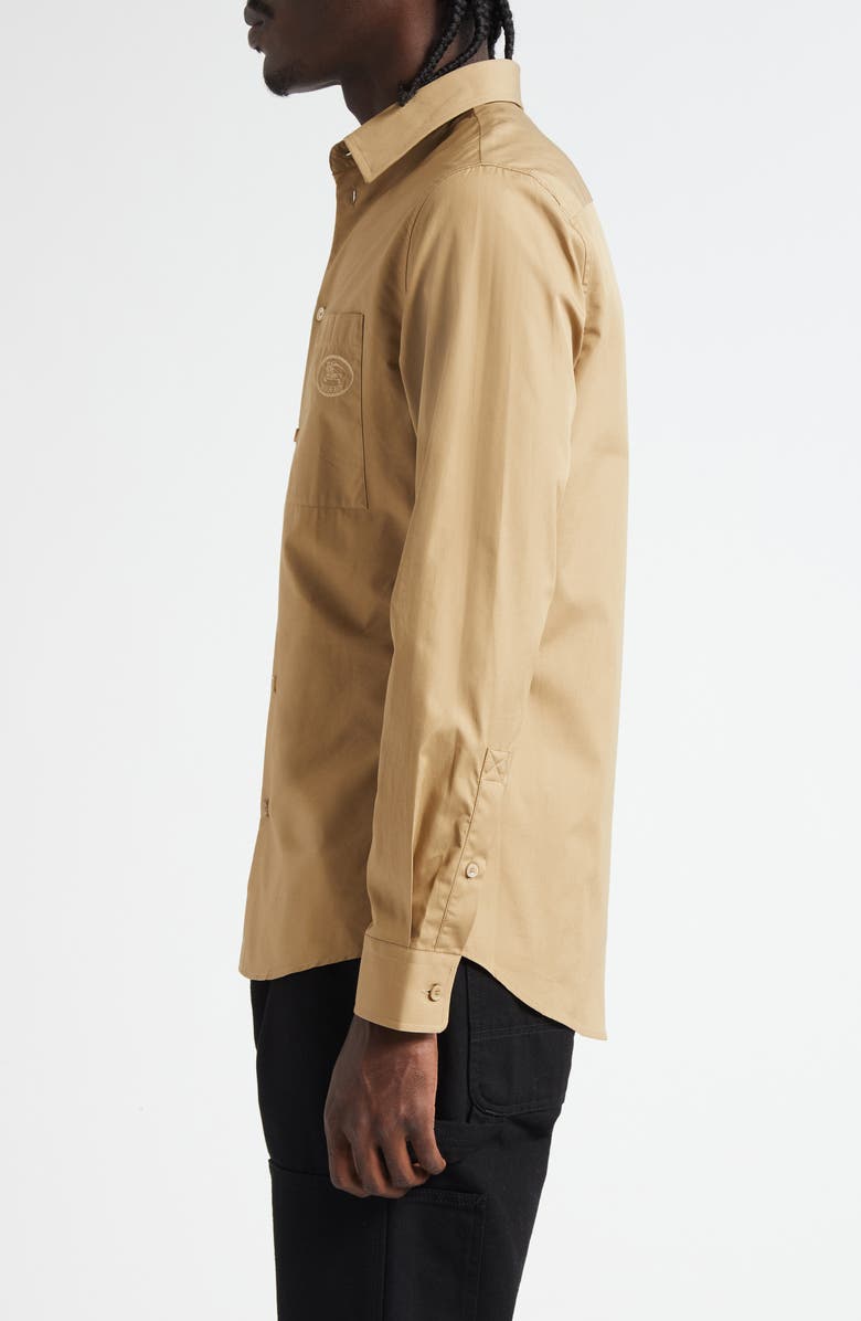 Burberry EKD Stamp Cotton Poplin Button-Up Shirt, Alternate, color, Puddle