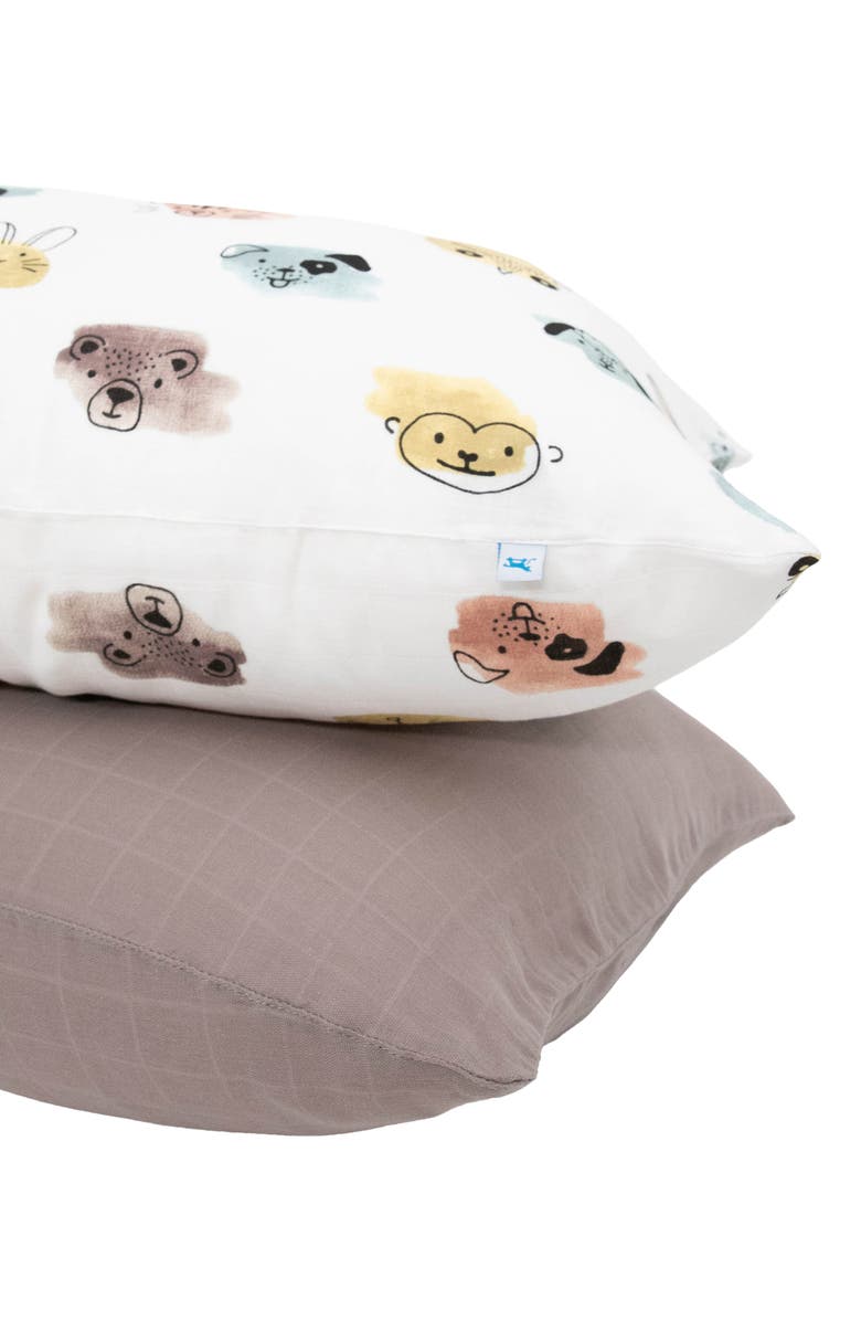 little unicorn 2-Pack Cotton Muslin Pillowcase, Alternate, color, Colorful Critters