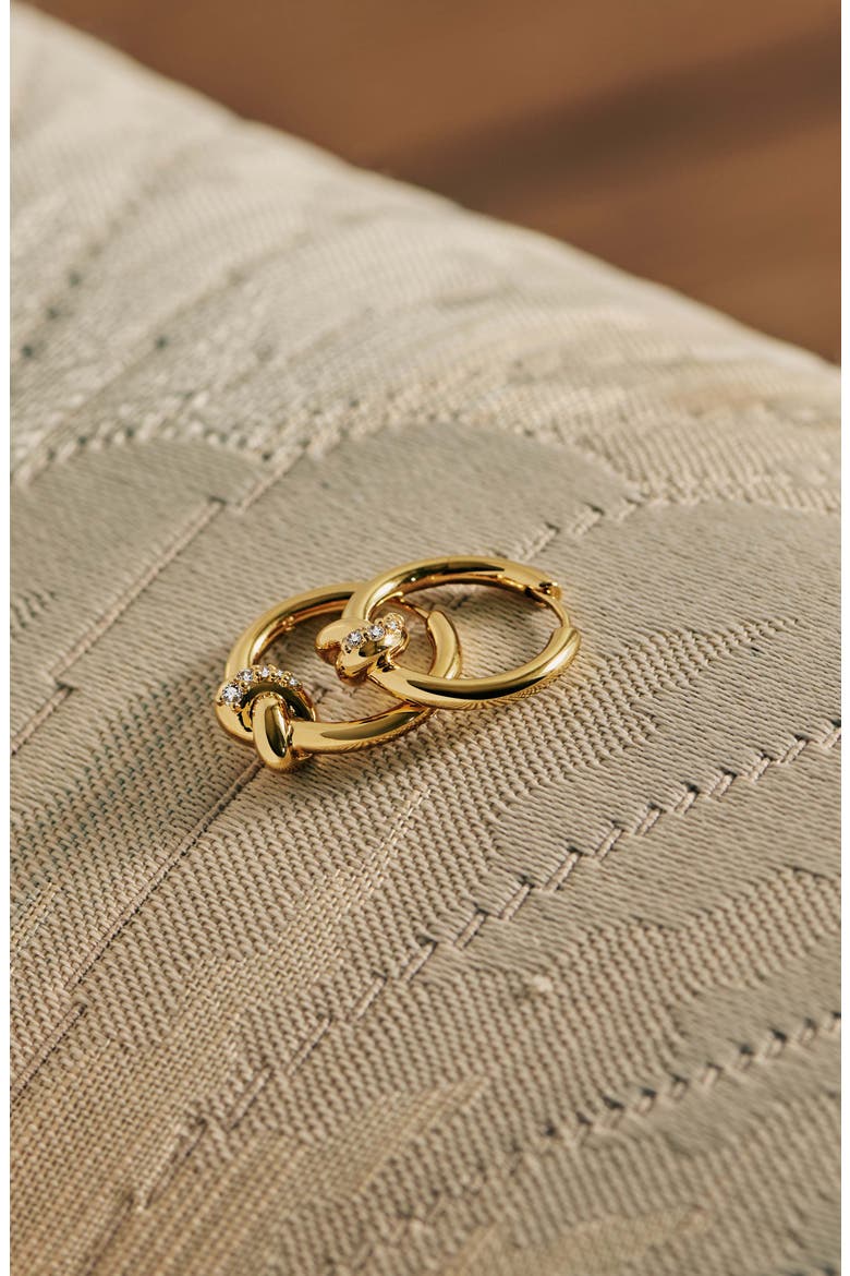 x Lucy Williams Small Pavé Knot Hoop Earrings, Alternate, color, GOLD