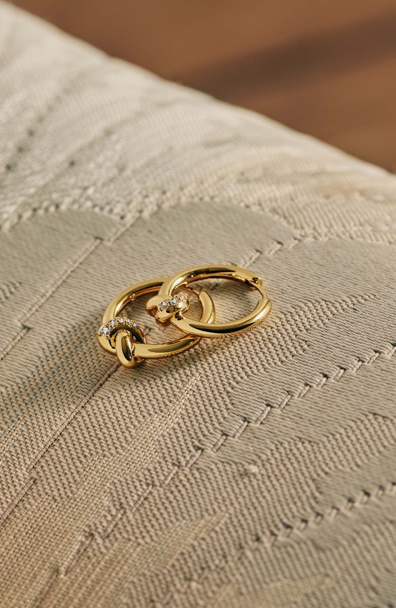 Missoma x Lucy Williams Small Pavé Knot Hoop Earrings, Alternate, color, Gold