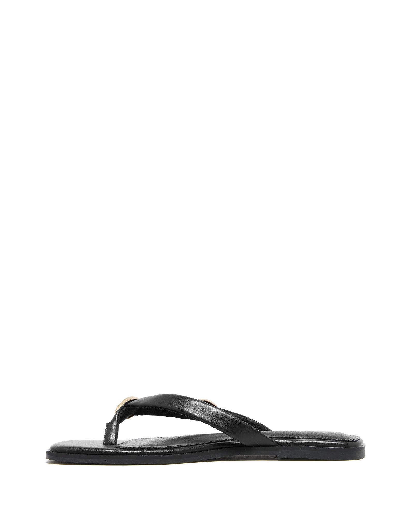 Therapy Australia Guise Square Toe Thong Sandal, Alternate, color, Black Smooth Pu