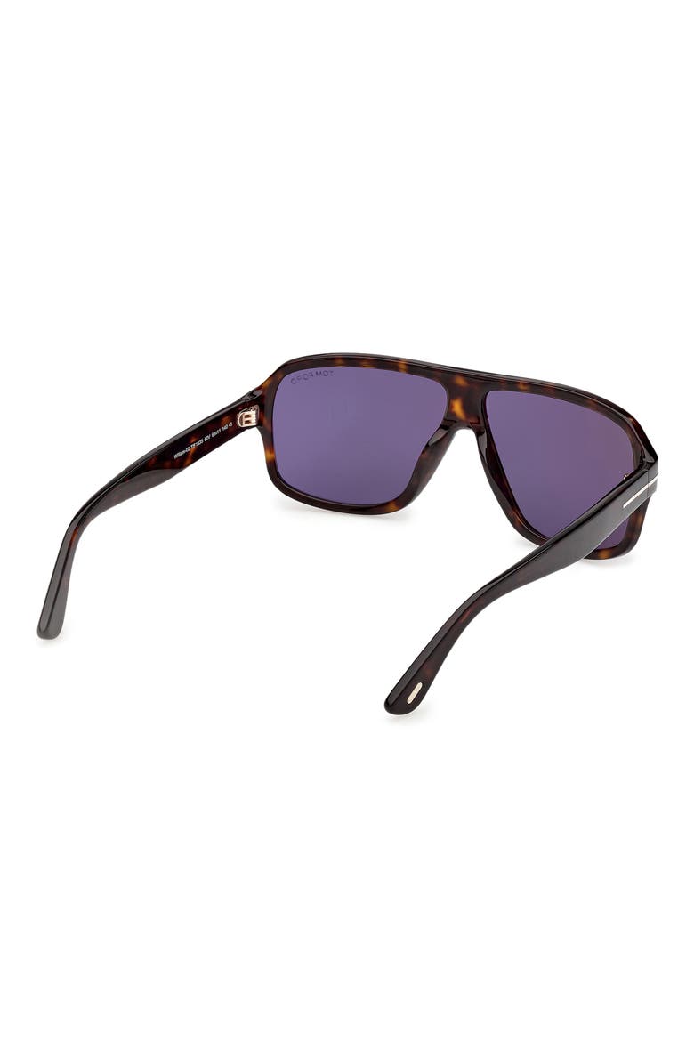 William 0-2 63mm Oversize Navigator Sunglasses, Alternate, color, DARK HAVANA / BLUE