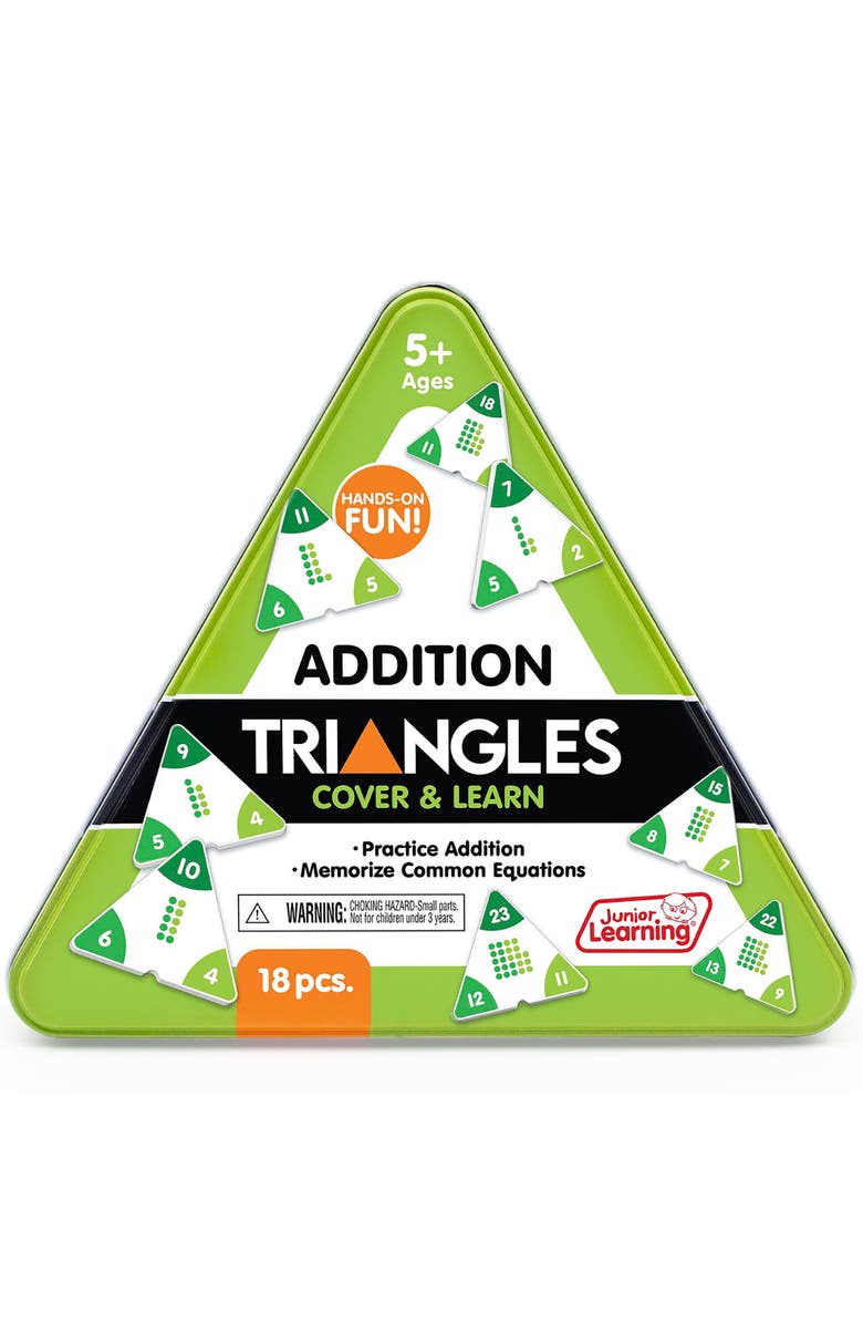Junior Learning Addition Triangles,- Cover & Learn, Memorize Equations, Alternate, color, Multicolored