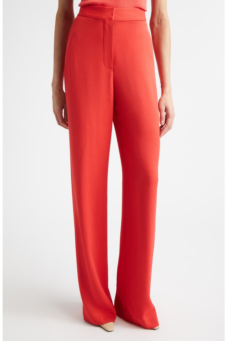 Stretch Crepe Pants, Main, color, DEEP CORAL