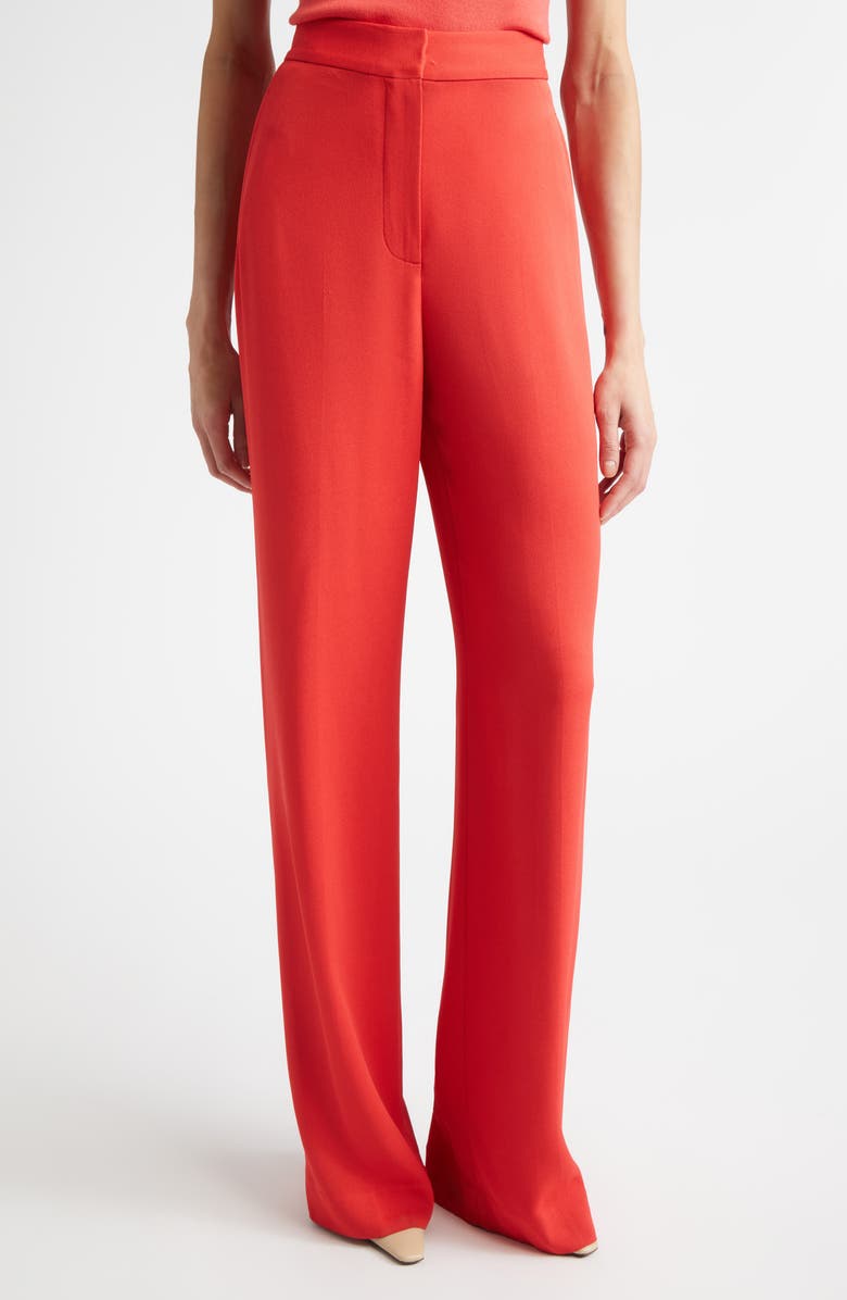 ST. JOHN Stretch Crepe Pants, Main, color, Deep Coral
