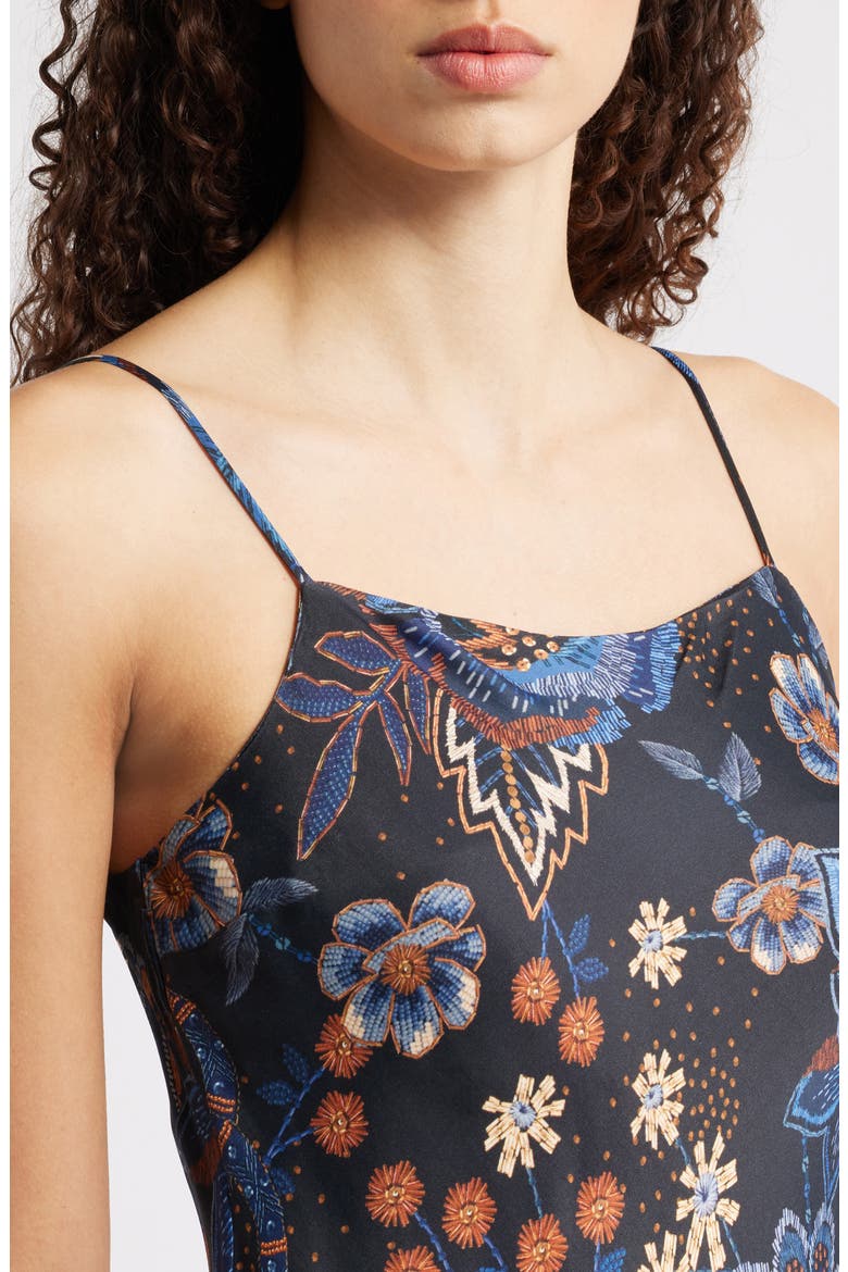 Snakes Bouquet Maxi Slip Dress, Alternate, color, BLACK