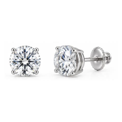 IGI Certified 2 Carat Total Weight D VS1 Round Lab Grown Diamond Stud Earrings in 14K Gold