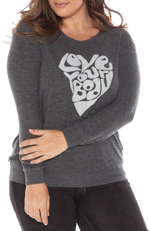 'Love Your Body' Graphic Crewneck Sweatshirt (Plus Size)