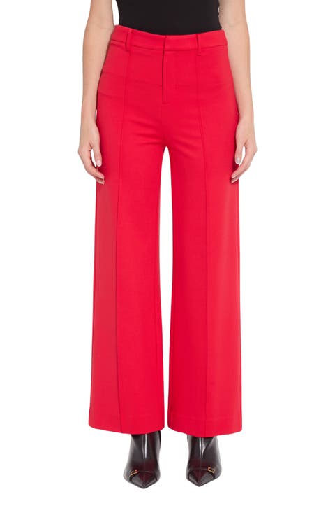 Nadia Zip Front Wide Leg Ponte Trousers